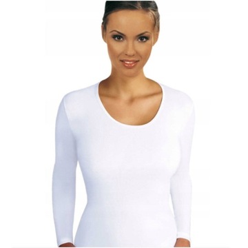 EMILI koszulka długi rękaw bawełna LENA biała XL