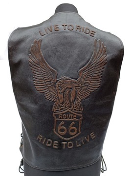 Мотоцикл жилет кожа логотип ROUTE 66 молния XL