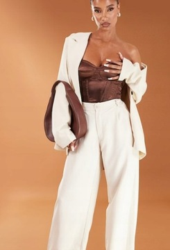 M7C109 PRETTYLITTLETHING PLT ЖЕНСКИЙ ШОКОЛАДНЫЙ АТЛАСНЫЙ КОРСЕТ 40