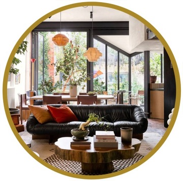 Lustro Okrągłe Ścienne Loft w Złotej Ramie 90cm