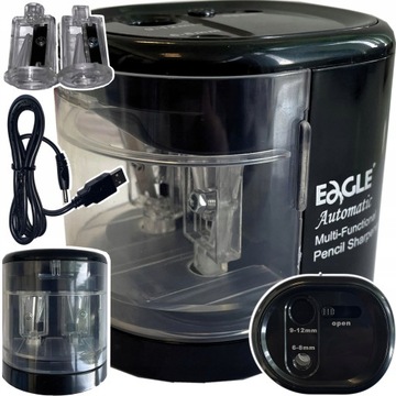 SZKOLNA TEMPERÓWKA Ostrzałka STRUGACZKA na baterie dwuotworowa czarna Super