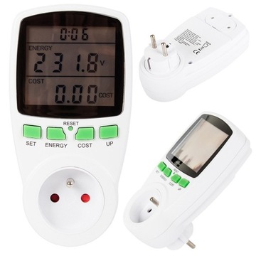 Miernik zurzycia prądu do gniazdka 230V LCD pomiary dom