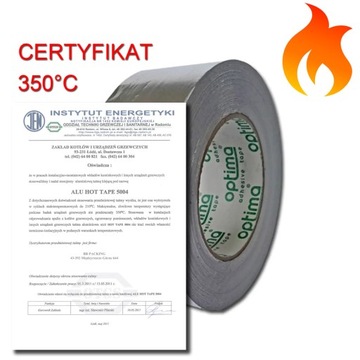 Taśma aluminiowa kominkowa 350'C 50/50m ATEST