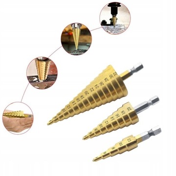 НАБОР СТУПЕНОЧНЫХ КОНИЧЕСКИХ СВЕРЛ ПО МЕТАЛЛУ 4-32ММ