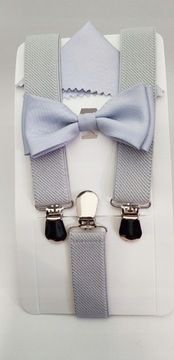 ДЕТСКИЙ СЕРЫЙ ХАБС И КОВРИКОВЫЙ ГАЛСТУК-БАБОЧКА С КАРМАНОМ КВАДРАТНЫЙ