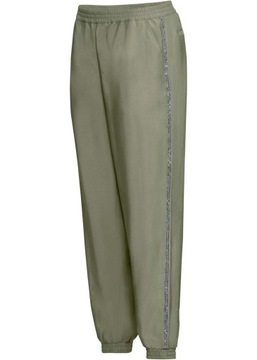 P1987 SPODNIE JOGGERY KHAKI Z LAMPASAMI R.42