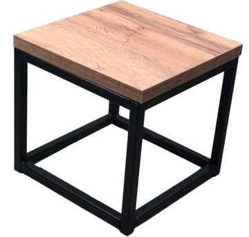Kwietnik Loft czarny metalowy 10cm DREWNIANY BLAT