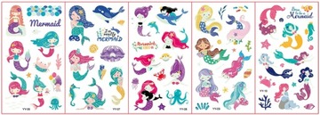 Вашинг -татуировки наклейки сияют в темных русалках 5 листов