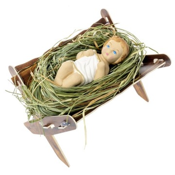 Dzieciątko w żłóbku figurka do szopki Bożonarodzeniowej Jezusek na sianku