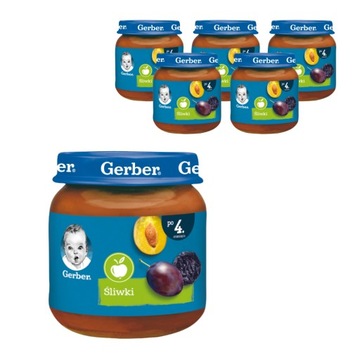 ZESTAW 6X GERBER SUSZONE ŚLIWKI DESEREK DLA DZIECI 128 G