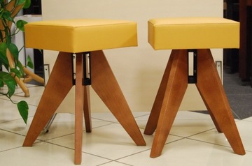 Taboret DREWNIANY TECHNO stołek miękkie siedzisko