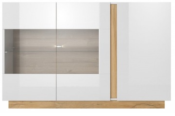 Komoda witryna Avila 138 cm biała dąb