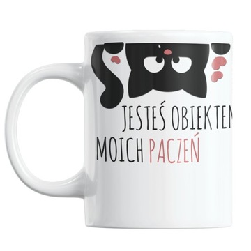 Śmieszny kubek kot prezent z kotem memy tekst