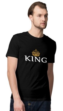 KOSZULKA T-SHIRT MĘSKI KRÓTKI RĘKAW NAPIS KING L