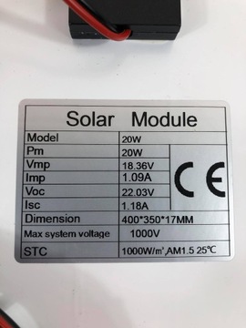 Солнечная панель для овчарки 20Вт.