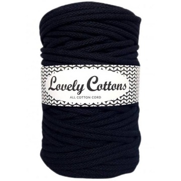 Sznurek bawełniany makrama szydełkowanie Lovely Cotton 5mm pleciony CZARNY