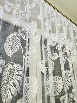 ФРАНЦУЗСКАЯ СТЕКЛЯННАЯ ВУАЛЬ МОНСТРА 250 СМ УЗОР ВЫШИВКИ БЕЛАЯ ДЛЯ ГОСТИНОЙ АКЦИЯ