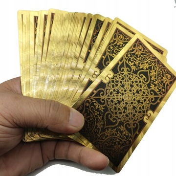 Колода карт Таро 12х7см, ПВХ, золото, водонепроницаемая.