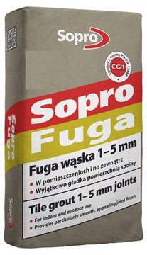 SOPRO fuga 132 wąska 1-5mm szary 15 wew/zewn 25KG