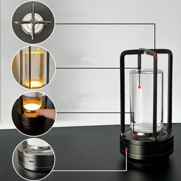 Беспроводная светодиодная настольная лампа с сенсорным затемнением и металлическим каркасом премиум-класса