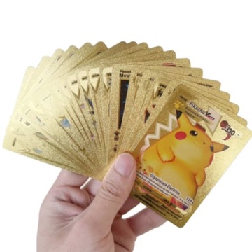Золотые коллекционные карточки Pokemon, 55 шт., золотые карточки в подарок ребенку.