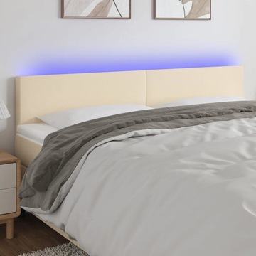 vidaXL Zagłówek do łóżka z LED, kremowy, 180x5x78/88 cm, tkanina