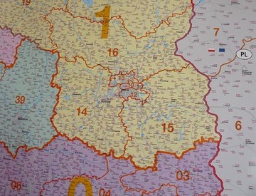 Почтовые индексы настенной карты Германии 1:750 000