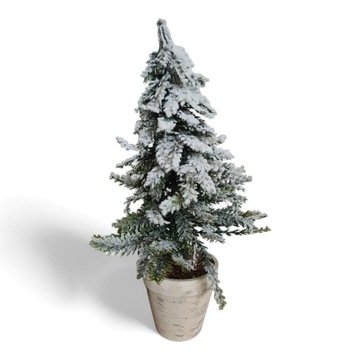 Choinka w ozdobnej doniczce ośnieżona 40 cm