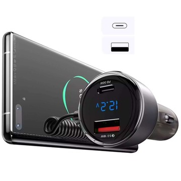 Быстрое автомобильное зарядное устройство для телефона USB-разъем прикуривателя USB-C 12–24 В