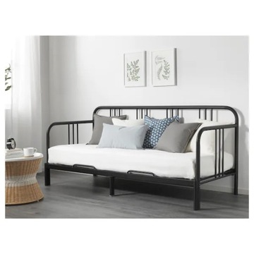 IKEA FYRESDAL CZARNY leżanka + 2 Szare materace