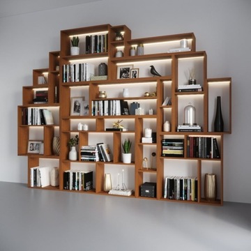 BIBLIOTECZKA WITRYNA NA KSIĄŻKI 320CM ORZECH