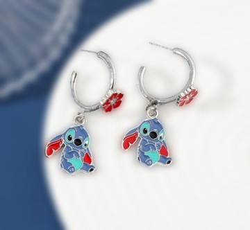 Детские серьги Stitch Disney Lilo & Stitch, подвесные круглые серьги-пусеты