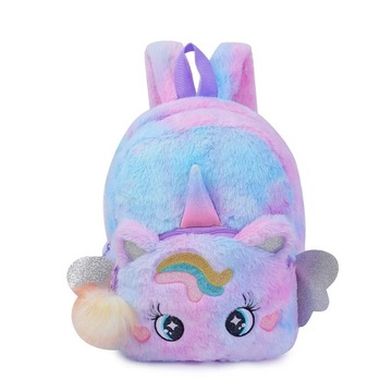 School Bags New Cartoon Unicorn Plush Backpack Cute with Wings Big Eyes
