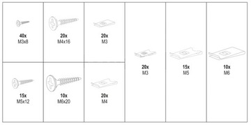 КОРПУСНЫЕ ВИНТЫ И ШАЙБЫ СМЕСЬ 170 ШТ.