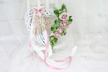 Serce wianek dekoracja drzwi Dom Panny Młodej róż