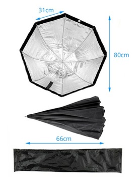 ГЛУБОКИЙ СОФТБОКС-ЗОНТ Восьмиугольный окто-параболический 80 см РЕШЕТКА + КРЫШКА