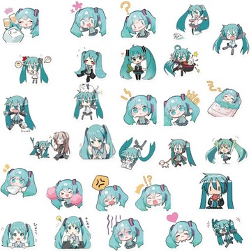 HATSUNE MIKU ЦВЕТНЫЕ НАКЛЕЙКИ НАБОР НАКЛЕЙКОВ 50 шт.