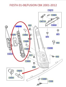 DRŽÁK ŽÁROVEK LEVÝ ZADNÍ FORD FUSION 05-12 1581569