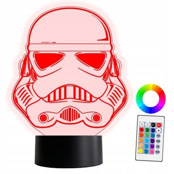 XL Lampka LED 3D Gwiezdne Wojny Szturmowiec Star Wars 16 kolorów + Pilot