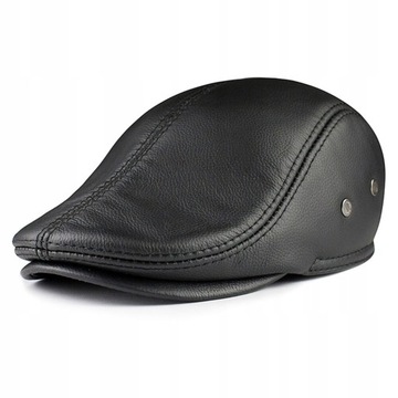 prawdziwa skórzana męska czapka gatsby L 55-56cm