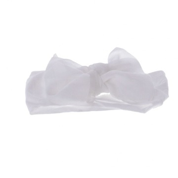 Детская повязка на голову с бантиком - белая, широкая.