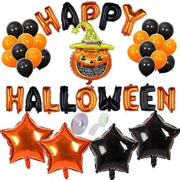 DUŻY ZESTAW HALLOWEEN DEKORACJE BALONY OZDOBY