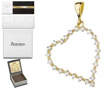 ZŁOTY WISIOR ZAWIESZKA SERCE DIAMENTY BRYLANTY 585