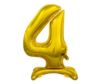 Balon foliowy, CYFRA 4 złoty, stojący, 74 cm.