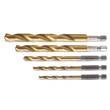 HOGERT ZESTAW 5 WIERTEŁ DO METALU 4-10MM ZE STALI HSS HT6D180