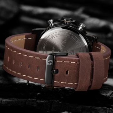 ЧАСЫ МУЖСКИЕ, ЭЛЕГАНТНЫЕ, КЛАССИЧЕСКИЕ, КОЖАНЫЙ РЕМЕШОК, СЕКундомер, ДАТА, БУДИЛЬНИК