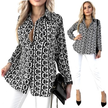 Elegancka cudowna kobieca KOSZULA DAMSKA wzorzysty geometryczny print