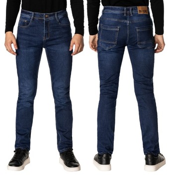 Spodnie Jeansowe Męskie Granatowe Texasy Dżinsy BIG MORE JEANS N27 W40 L32