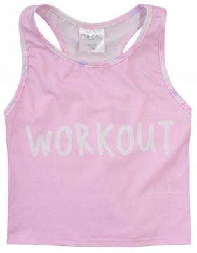 TOP SPORTOWY KOSZULKA krótka FITNES GIMNASTYKA JOGA w-f RÓŻ 122/128 R075F