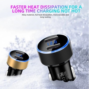 Uniwersalna szybka podwójna ładowarka samochodowa USB 12V-24V Wyświetlacz LED Papieros S